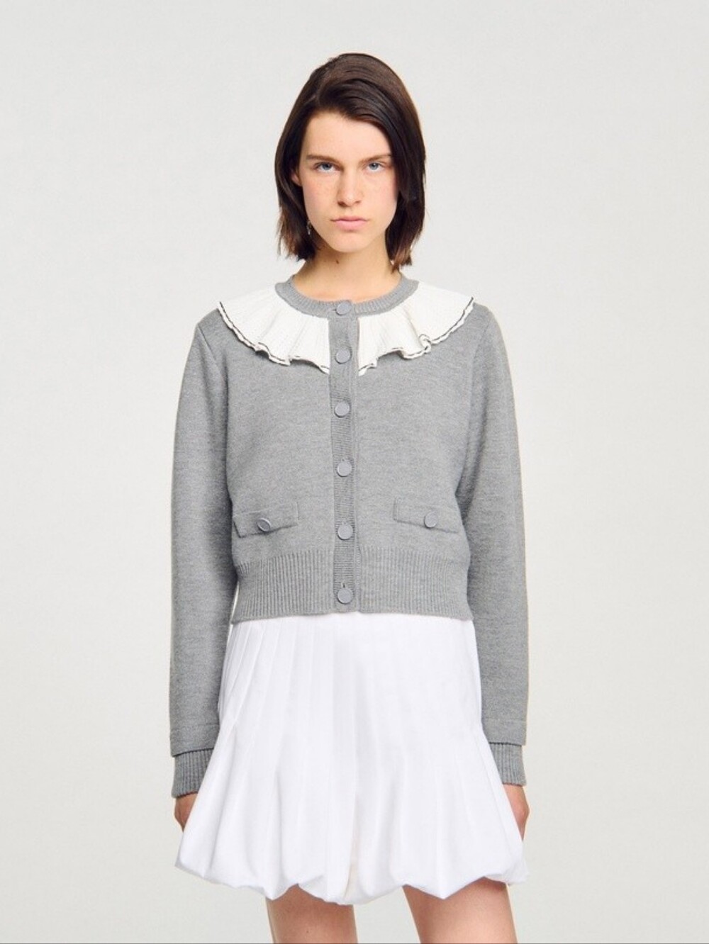 Sandro contrast-collar cardigan